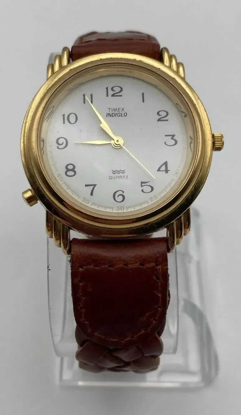 VTG Unique 90's Timex Indiglo Men's Watch 36mm - New Battery Adjustable WR